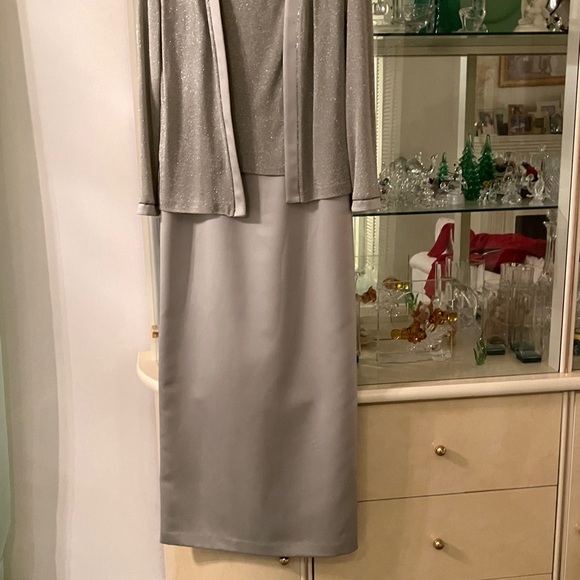 Alex Evenings Petite Silver Satin Dress - Picture 2 of 4